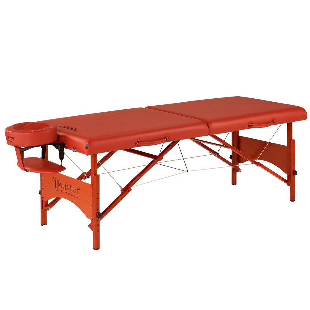 Master Massage Fairlane™ mobiele massagetherapietafel met sfeerverlichtingspakket en inklapbaar houten frame - kaneel