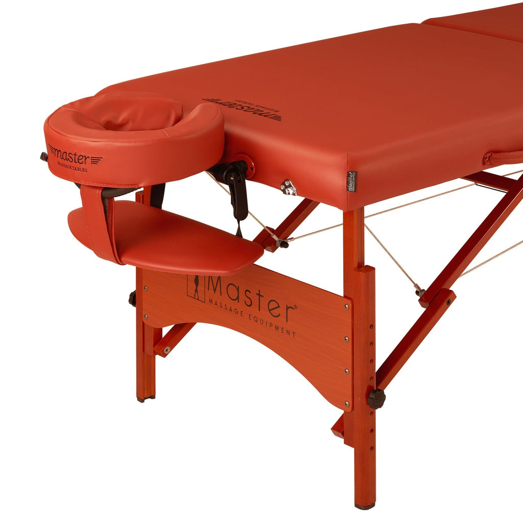 Master Massage Fairlane™ mobiele massagetherapietafel met sfeerverlichtingspakket en inklapbaar houten frame - kaneel