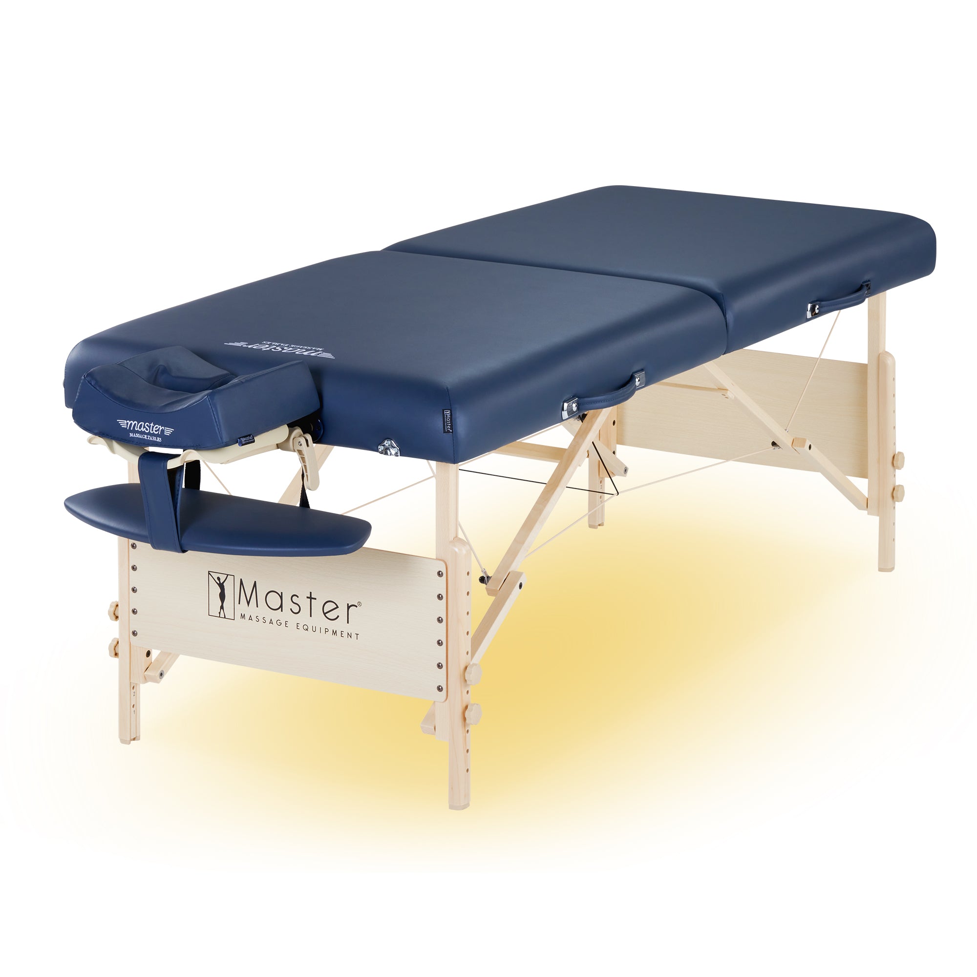Master Massage Coronado™ mobiele massagetafel met sfeerverlichtingspakket en inklapbaar houten onderstel - koningsblauw