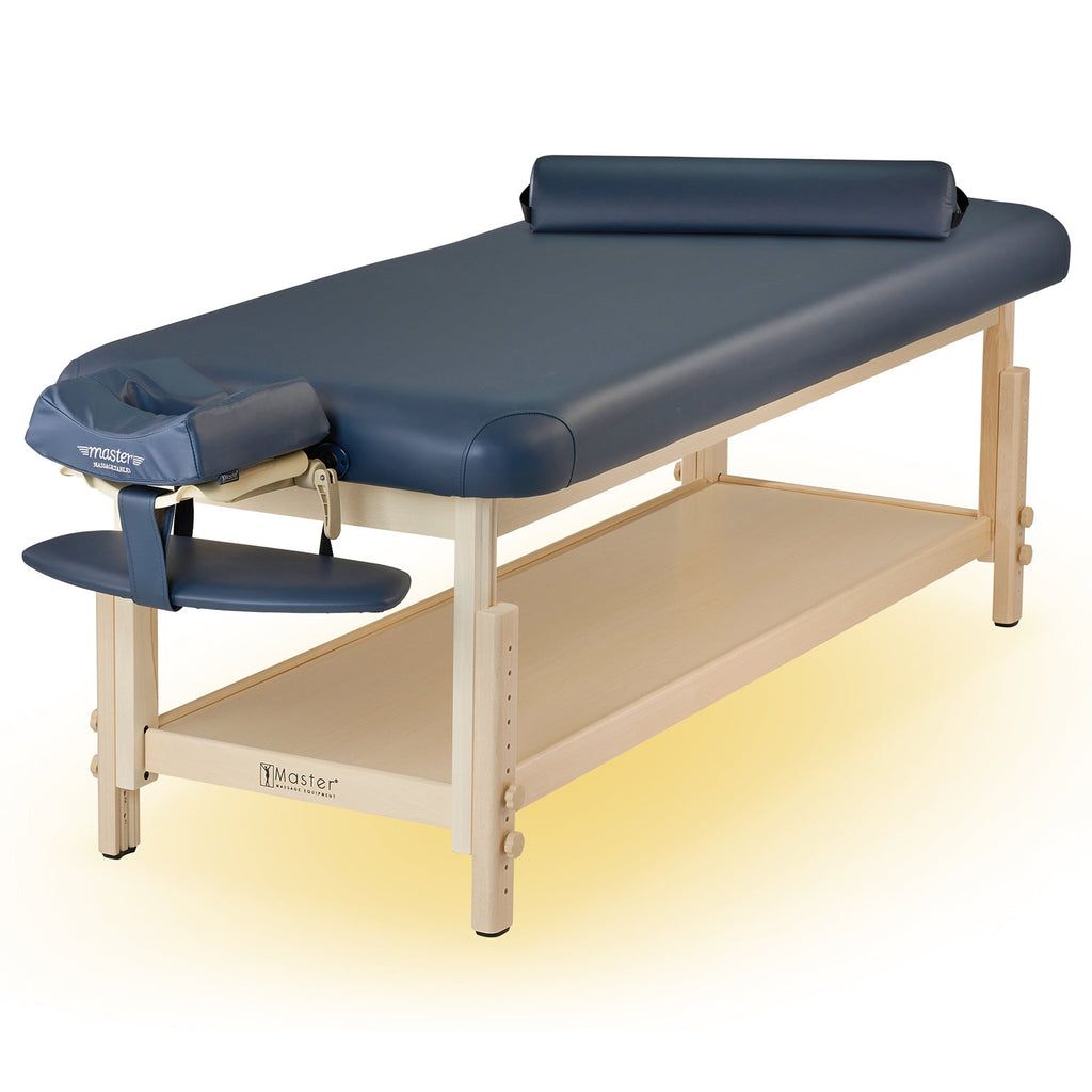 Master Massage 76 cm Laguna™ stationaire massagetherapietafel met sfeerverlichting, koningsblauw