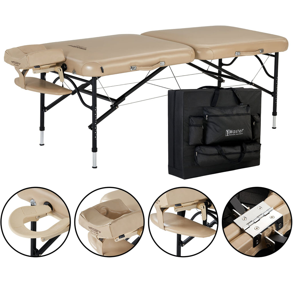 Master Massage 76cm ProAir™ mobiele massagetafel met NanoSkin™ en inklapbaar aluminium frame - beige
