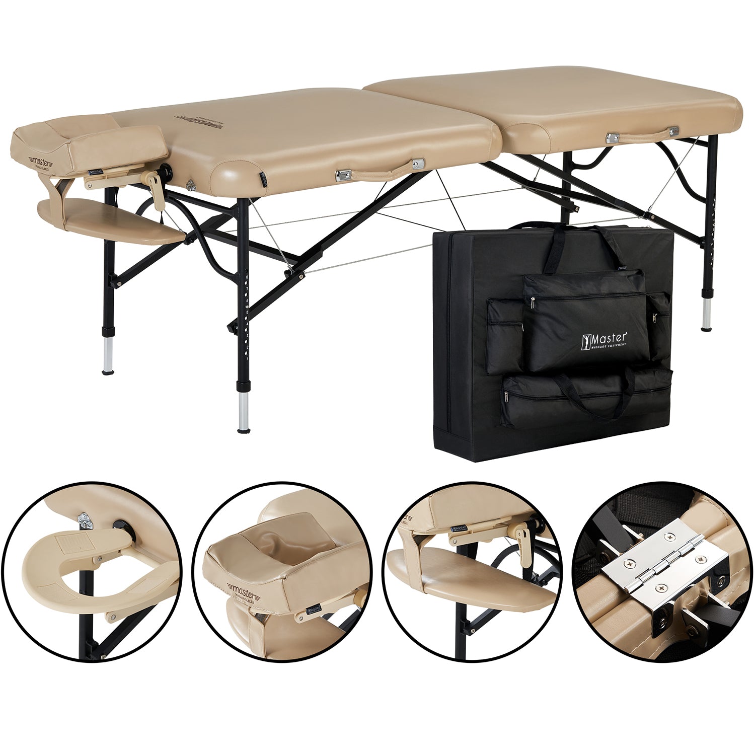 Master Massage 76cm ProAir™ mobiele massagetafel met NanoSkin™ en inklapbaar aluminium frame - beige