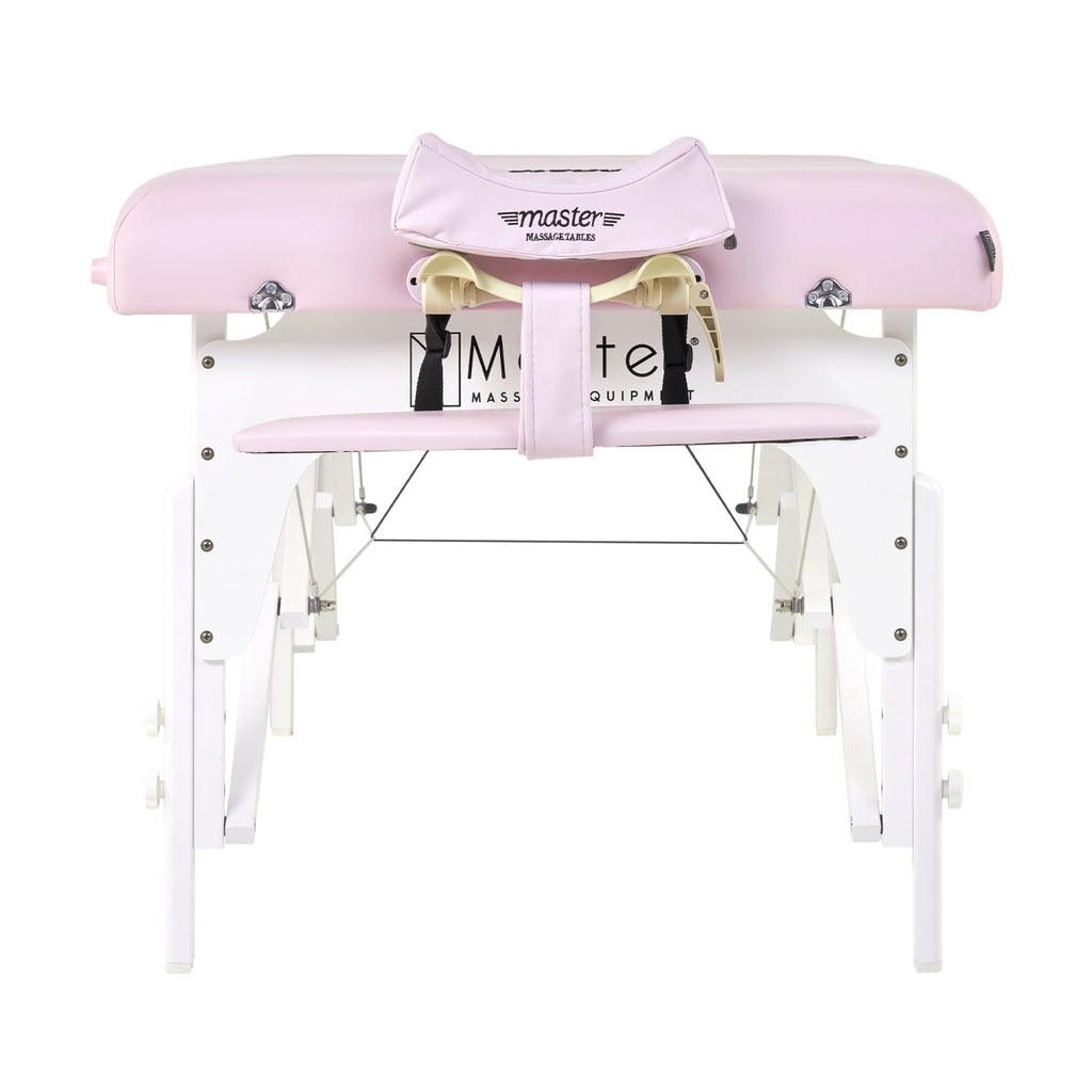 Master Massage Montclair™ mobiele massagetafel met sfeerverlichtingspakket, traagschuim en inklapbaar houten frame - kristalroze