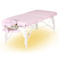 Master Massage Montclair™ mobiele massagetafel met sfeerverlichtingspakket, traagschuim en inklapbaar houten frame - kristalroze