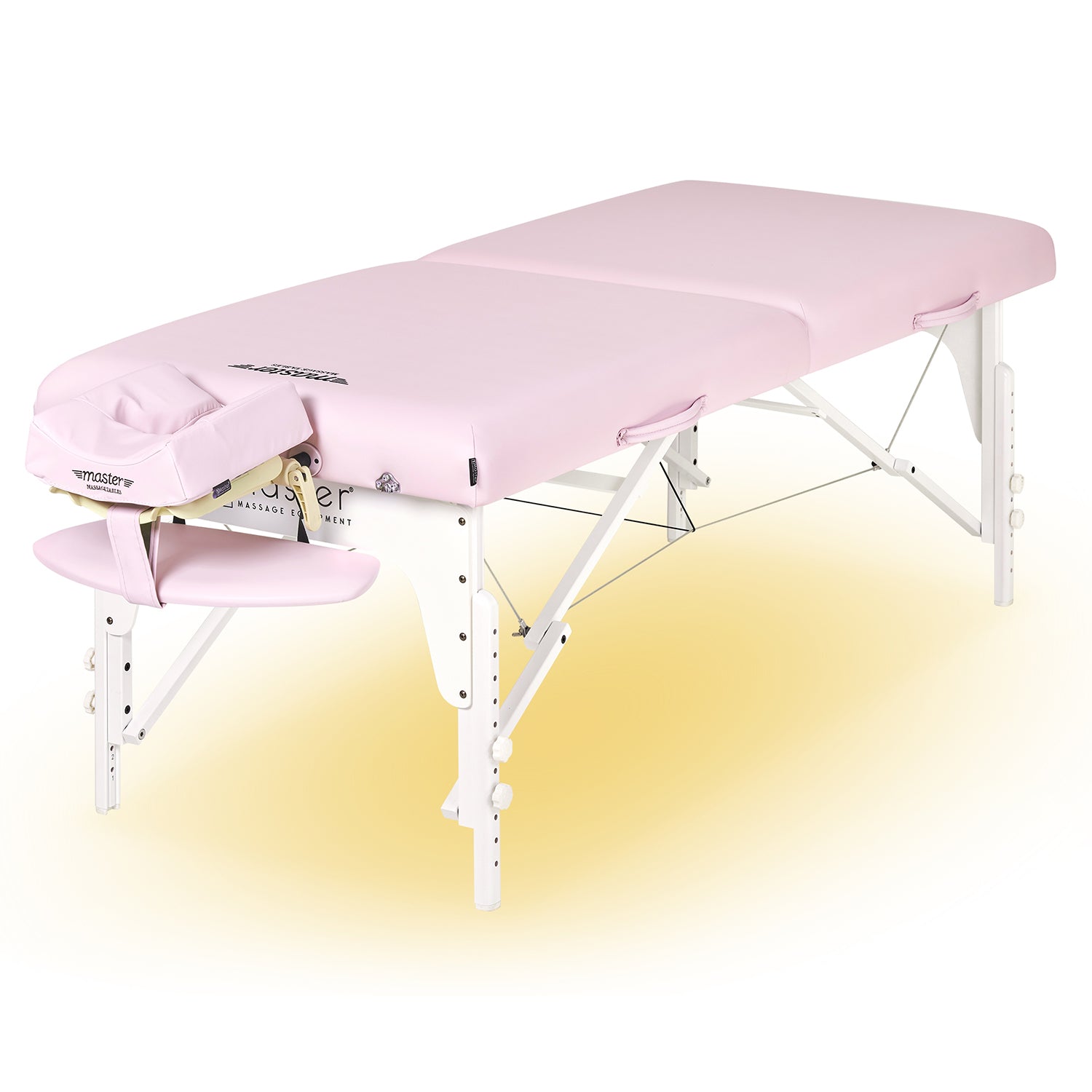Master Massage Montclair™ mobiele massagetafel met sfeerverlichtingspakket, traagschuim en inklapbaar houten frame - kristalroze