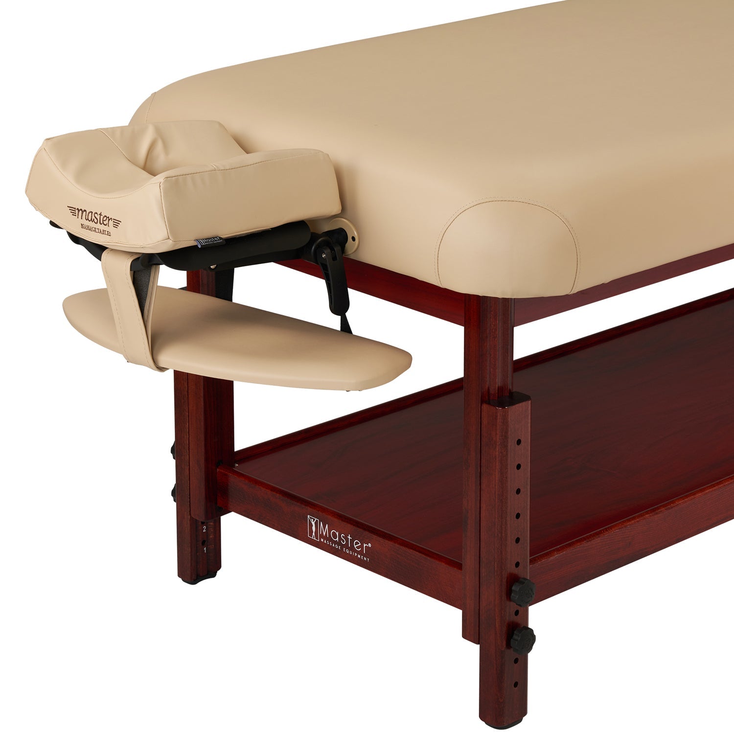 Master Massage 79cm SpaMaster™ Salon stationaire massagetafel met rugleuning, armleuning & traagschuim - beige