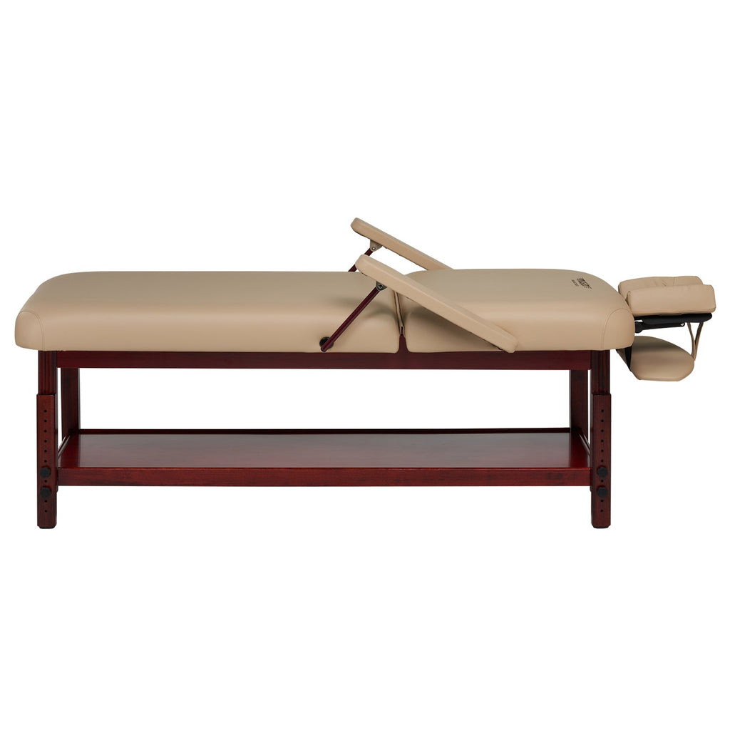 Master Massage 79cm SpaMaster™ Salon stationaire massagetafel met rugleuning, armleuning & traagschuim - beige