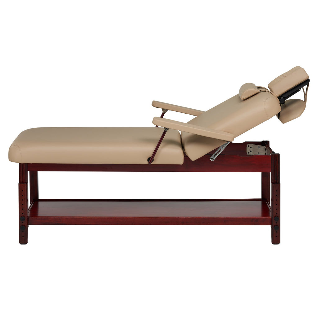 Master Massage 79cm SpaMaster™ Salon stationaire massagetafel met rugleuning, armleuning & traagschuim - beige