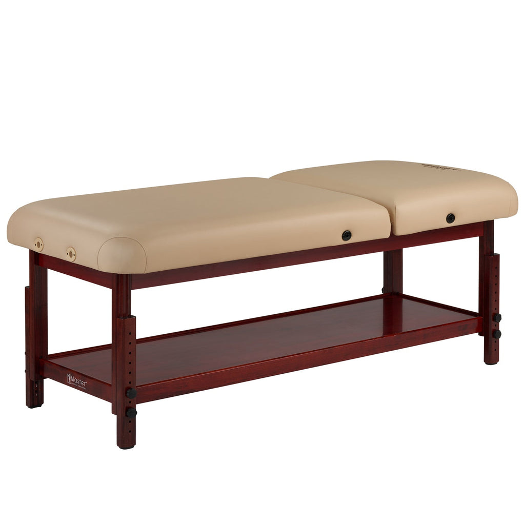 Master Massage 79cm SpaMaster™ Salon stationaire massagetafel met rugleuning, armleuning & traagschuim - beige
