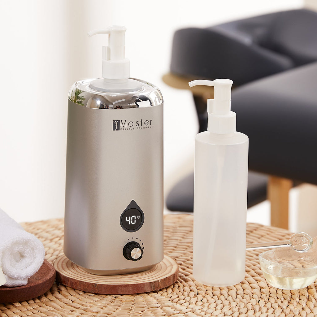 Master Massage Gen-II olieflessenwarmer met temperatuurregelaar en led-display voor massageolie en lotion incl. doseerfles