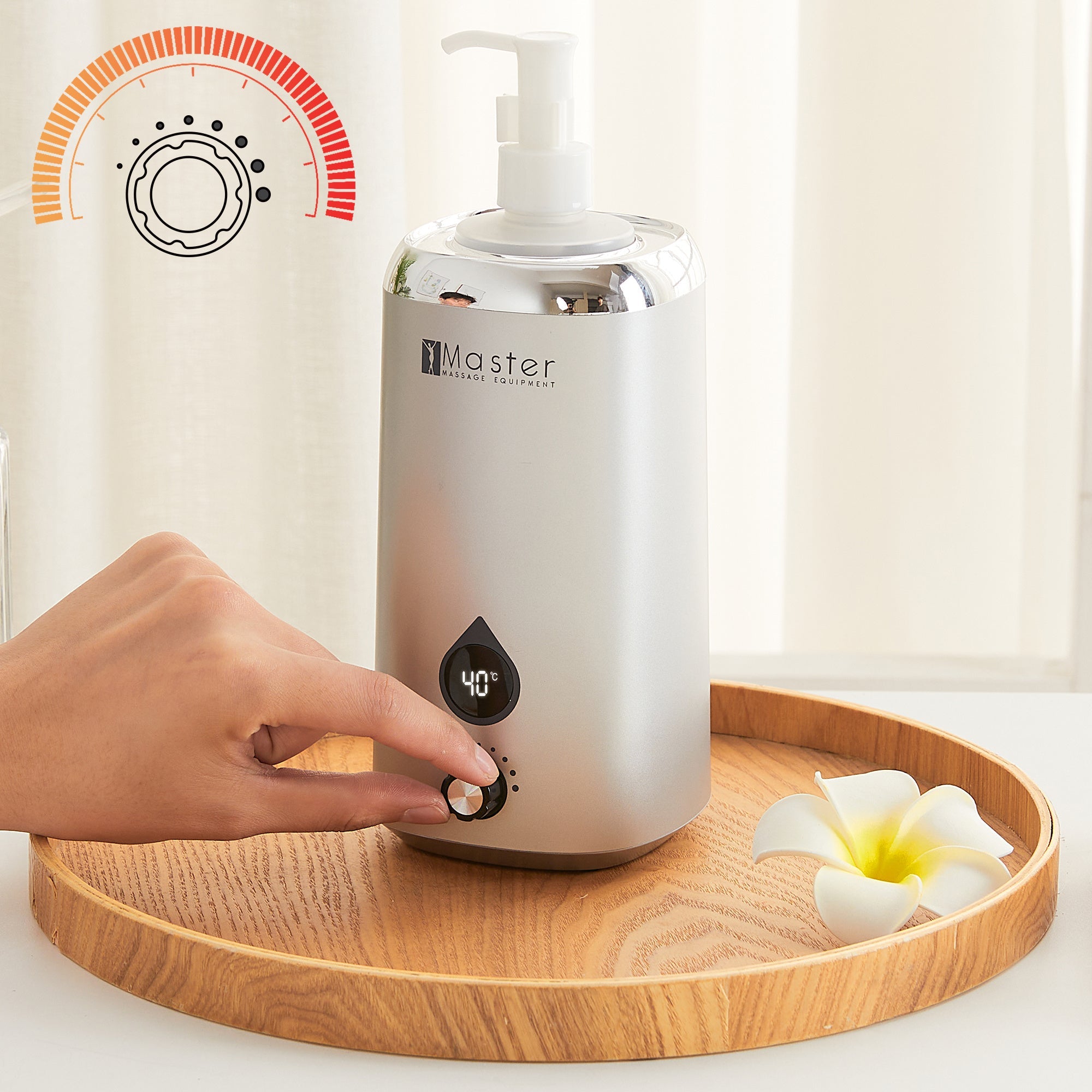 Master Massage Gen-II olieflessenwarmer met temperatuurregelaar en led-display voor massageolie en lotion incl. doseerfles