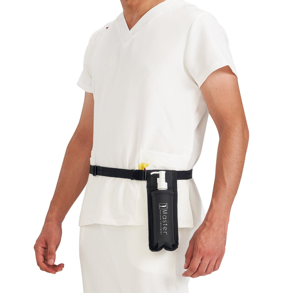 Master Massage olieflessenhouder, olieholster heuptas voor dubbele fles, incl. 2 x doseerfles, ca. 250ml