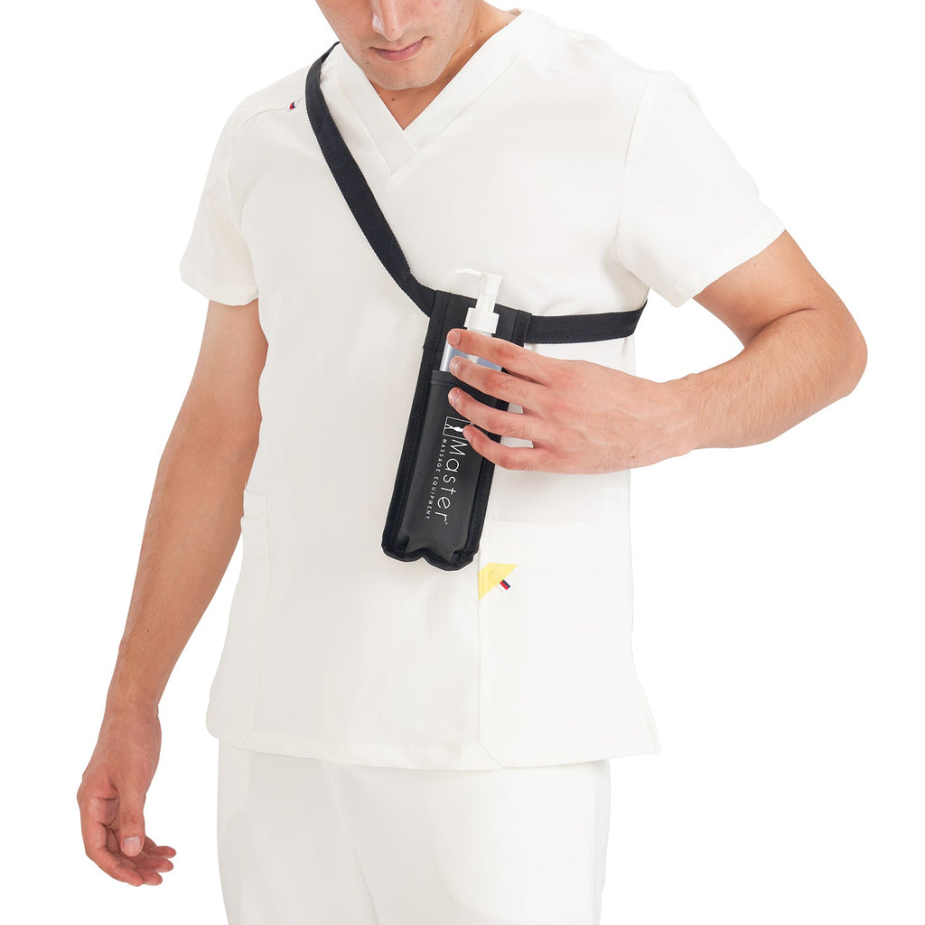 Master Massage olieflessenhouder, olieholster heuptas voor dubbele fles, incl. 2 x doseerfles, ca. 250ml