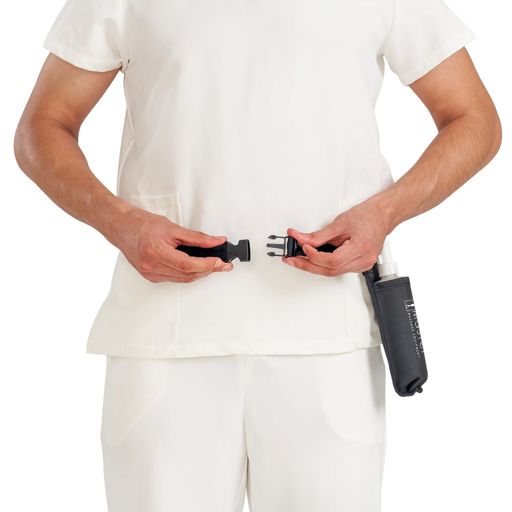 Master Massage olieflessenhouder, olieholster heuptas voor dubbele fles, incl. 2 x doseerfles, ca. 250ml