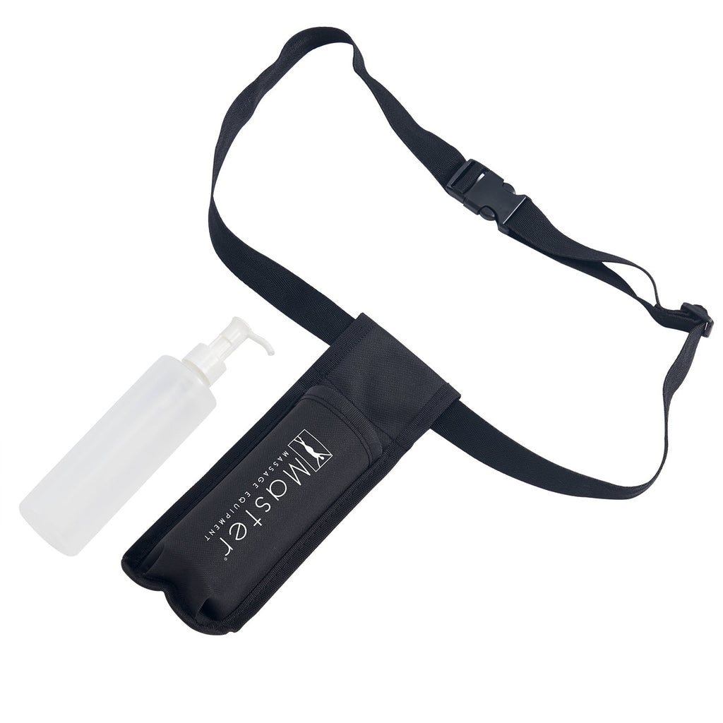 Master Massage olieflessenhouder, olieholster heuptas voor dubbele fles, incl. 2 x doseerfles, ca. 250ml