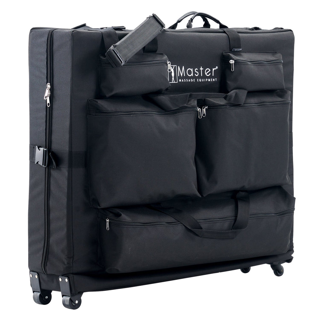Master Massage transportkoffer met schouderriem & wielen voor massagetafels van 64cm~79cm, nylon, voor nog gemakkelijker transport - zwart