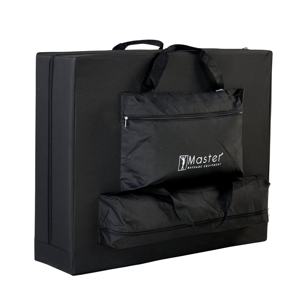 Master Massage 71cm NewPort™ mobiele massagetafel met sfeerverlichtingspakket, inklapbaar houten onderstel - koningsblauw